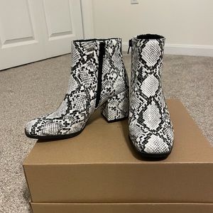 Snakeskin booties